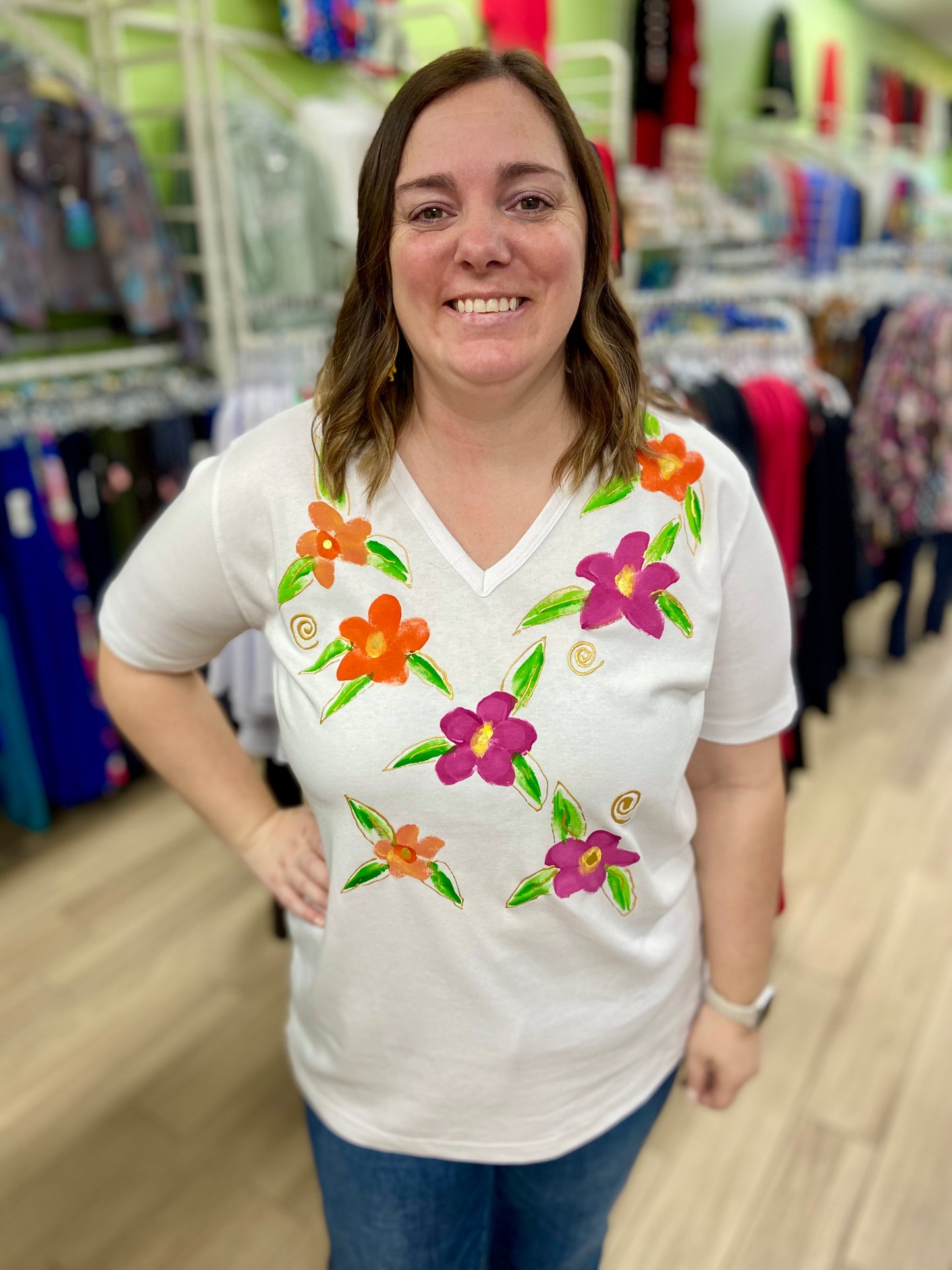 Peg Painted Colorful Garden Plus Size Top