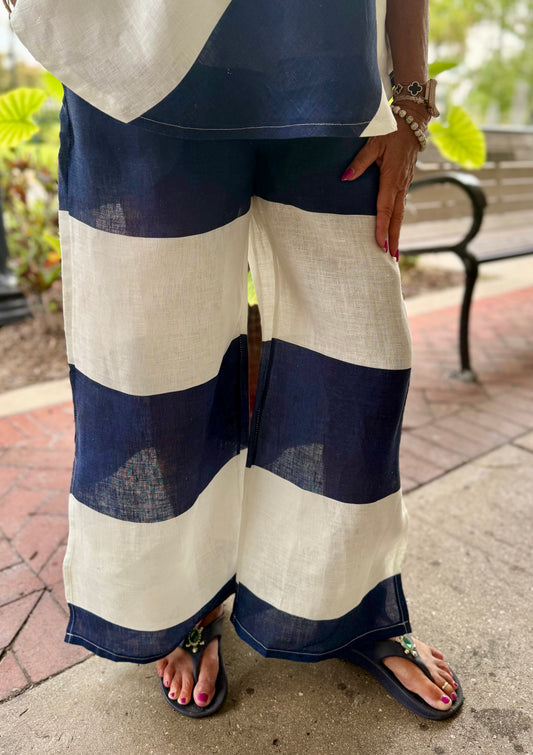 Bella Amore 1123-1135 Navy Stripe Pant