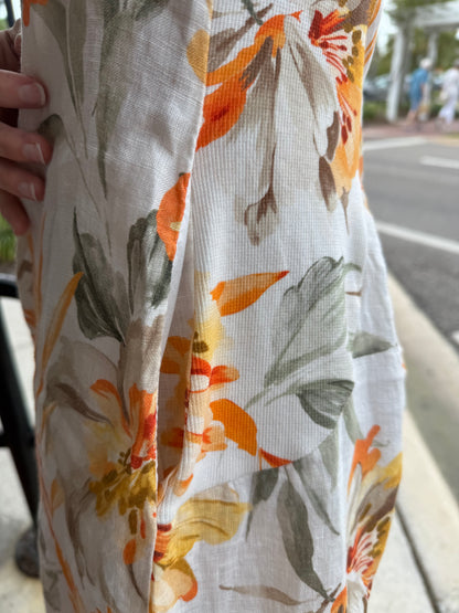 Spanner 226313	Orange Linen Print Dress