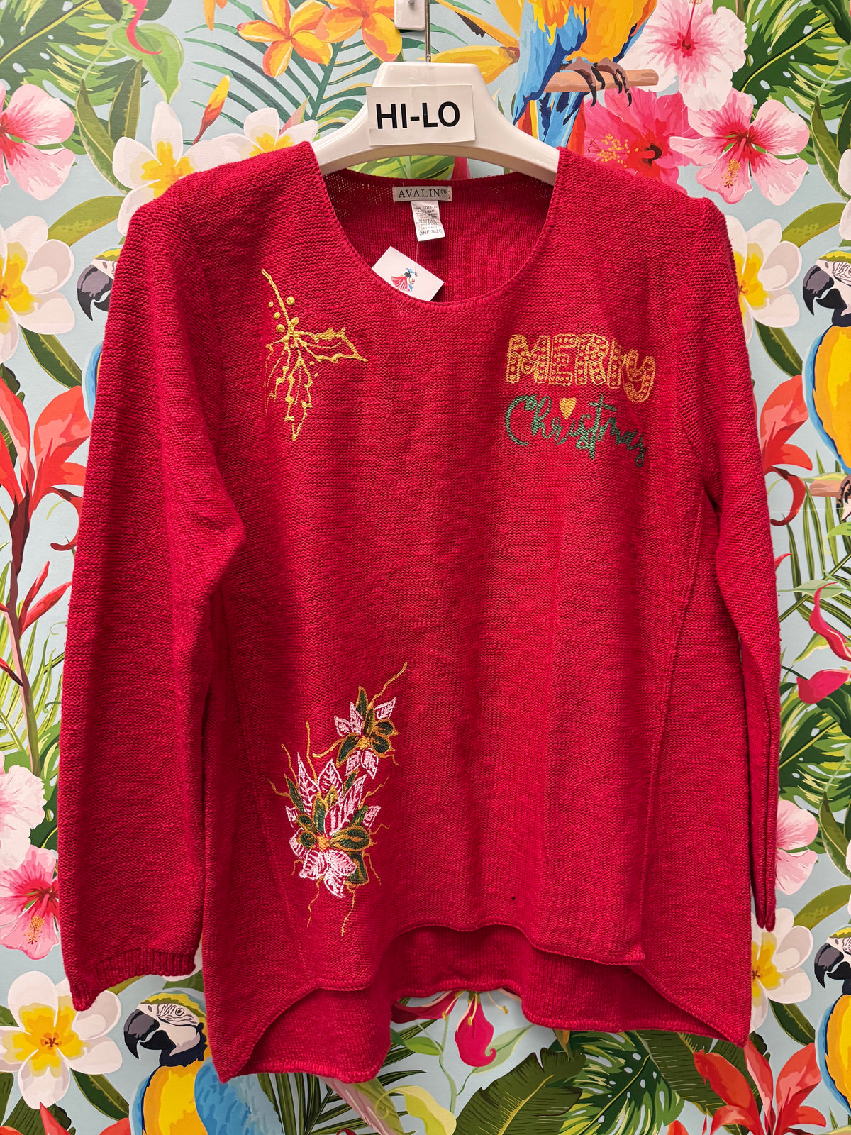 Peg Painted Sweater - Poinsettia