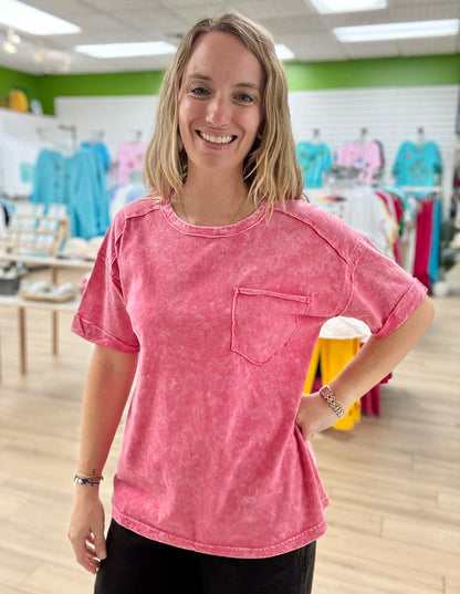 Zenana Halo Relaxed Pocket Tee