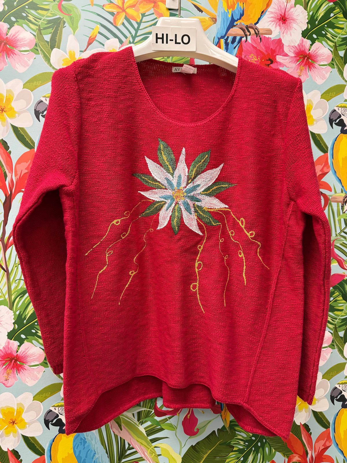 Peg Painted Sweater - Poinsettia