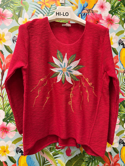 Peg Painted Sweater - Poinsettia