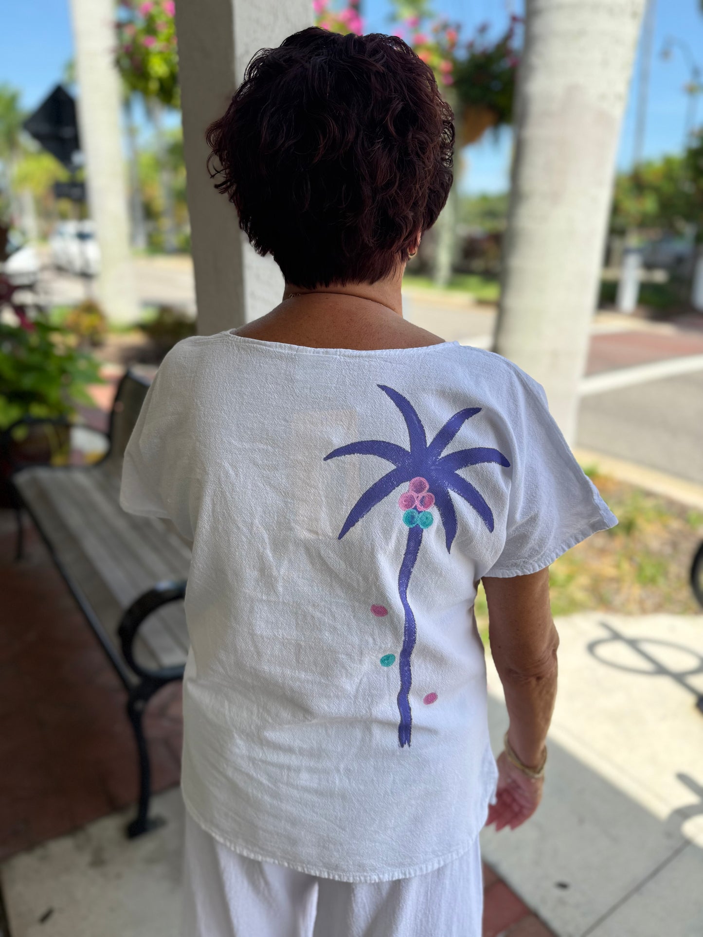 Peg Painted 68 Pastel Palm Trio Top