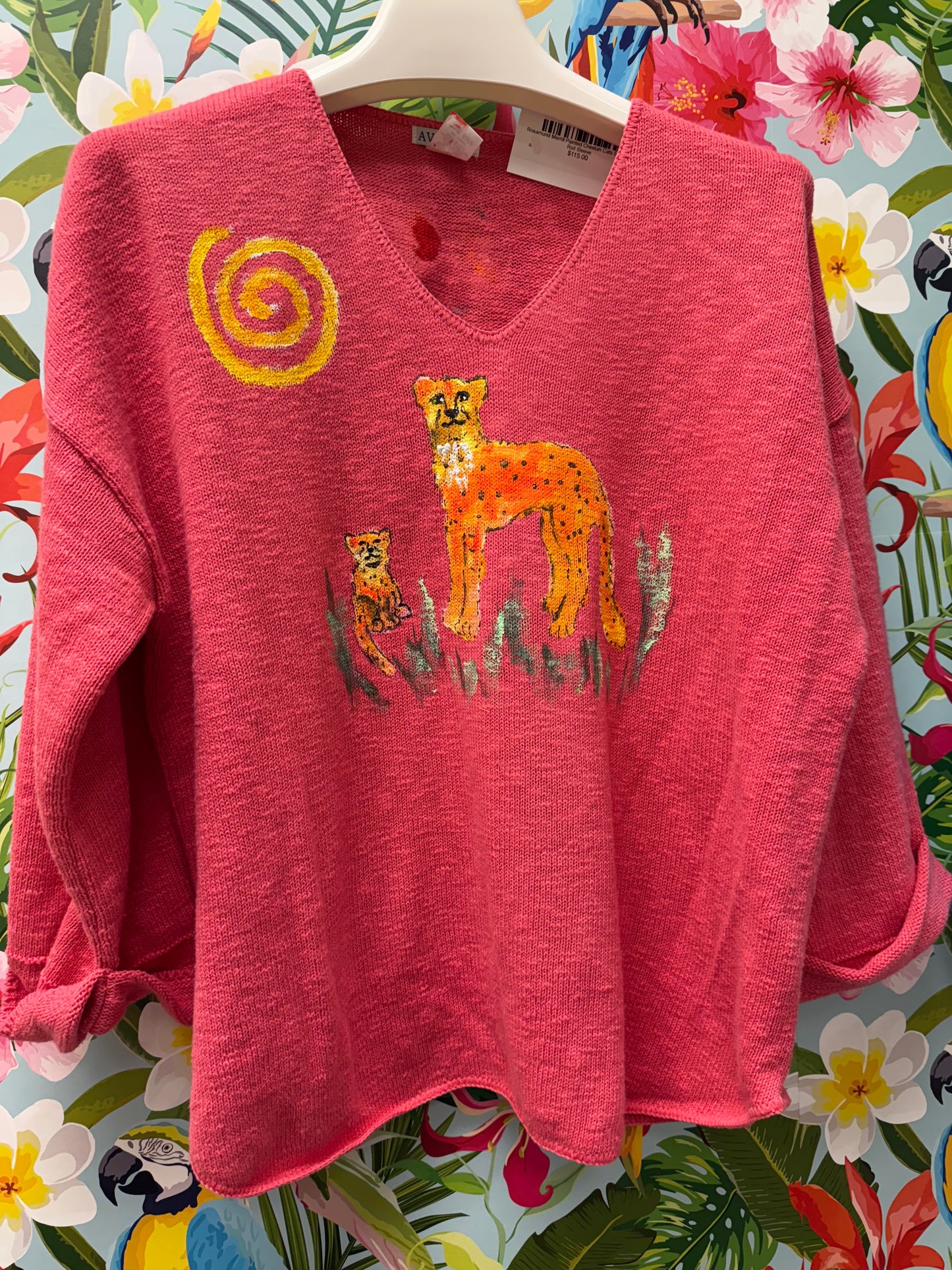 Rosamund Merrill Painted Cheetah Cats Sweater