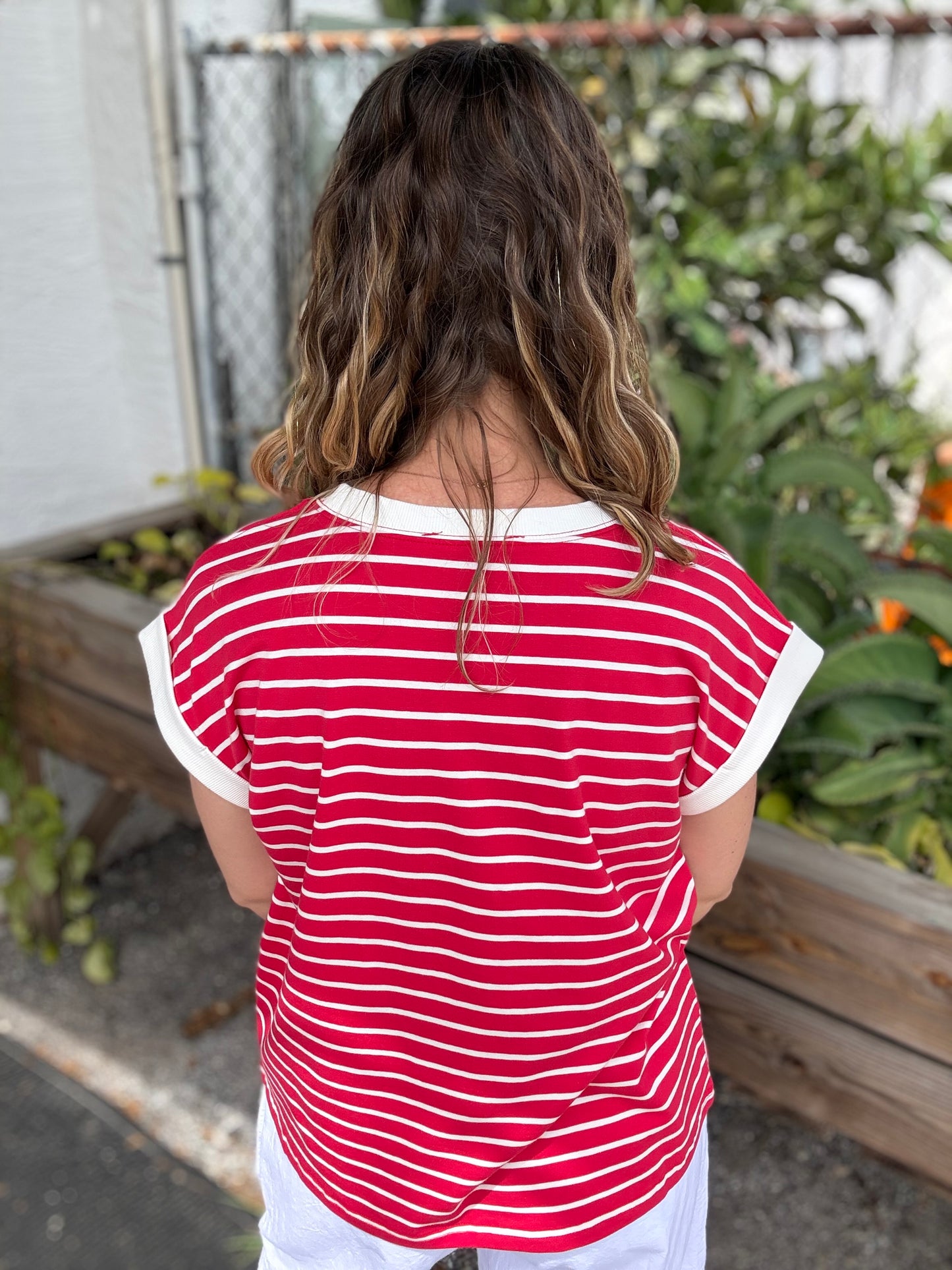 Zenana Contrast Stripe Top