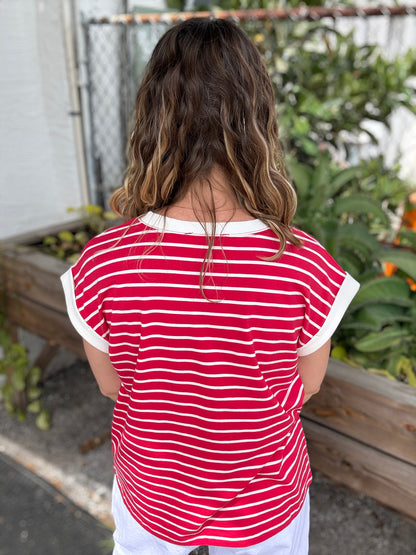 Zenana Contrast Stripe Top