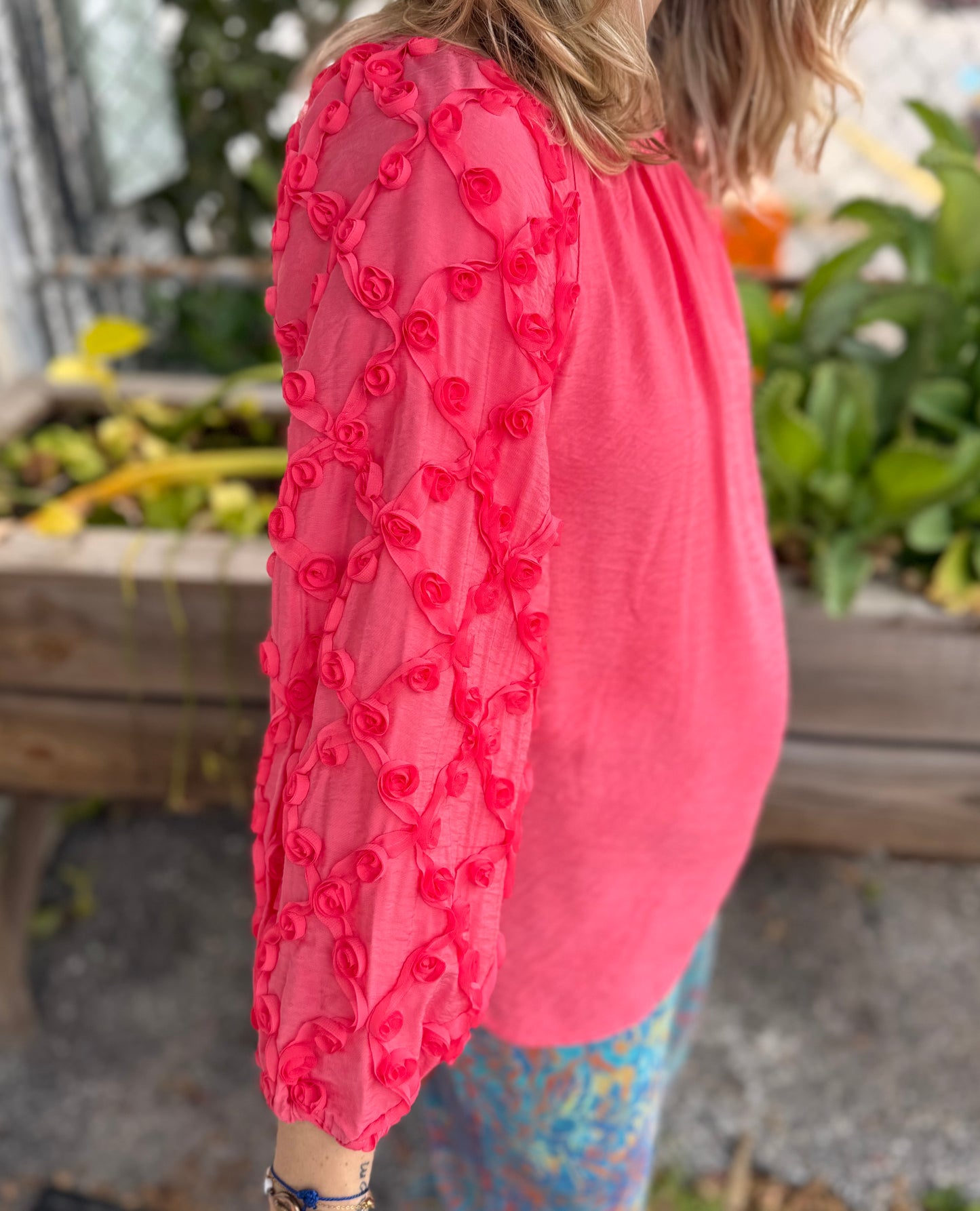 Multiples M26602TM Rose Sleeve Top