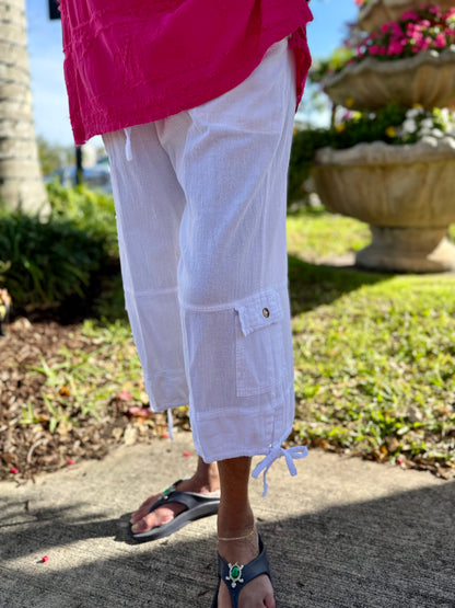 Cottonseed Gauze Cargo Capri