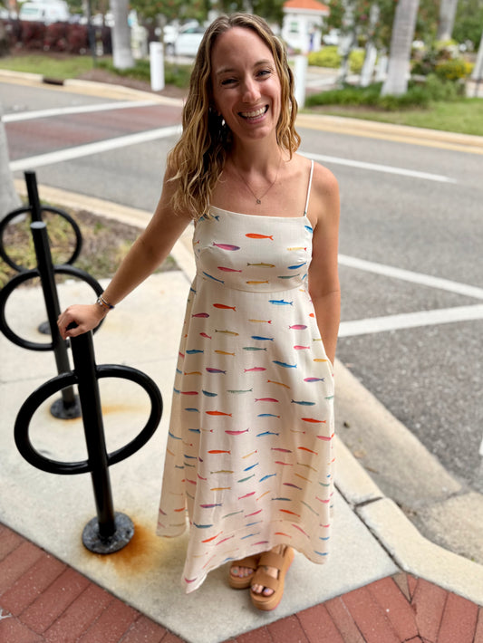 Baevely Fish Print Maxi Dress
