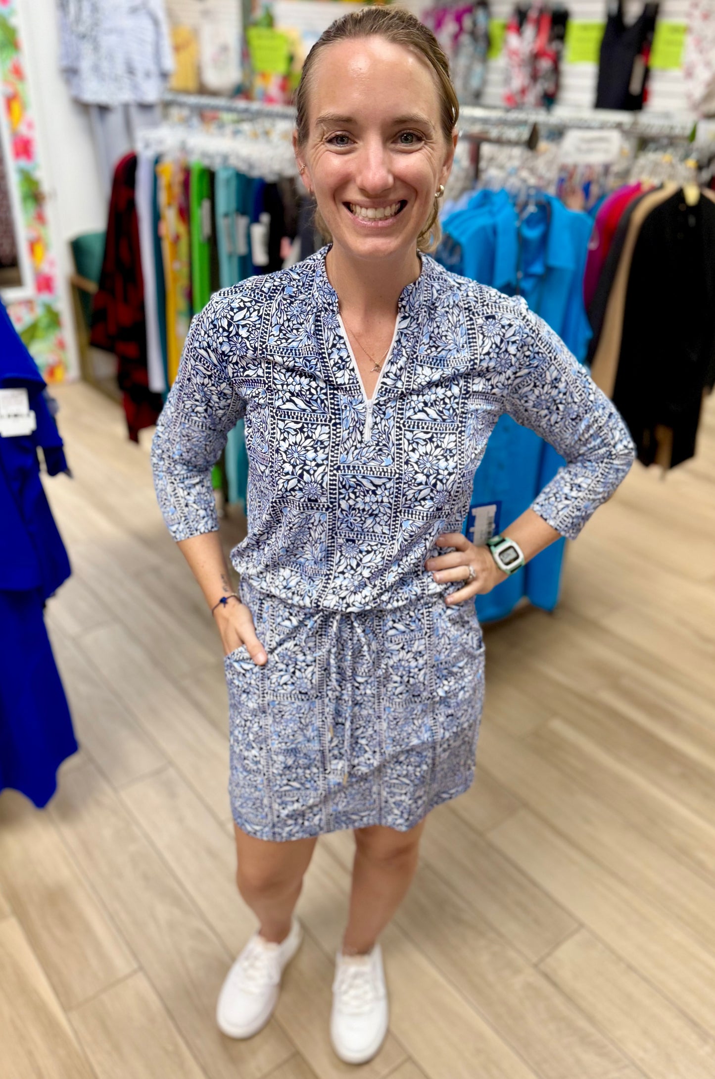 Ibkul 49000 UPF Tie Waist Dress