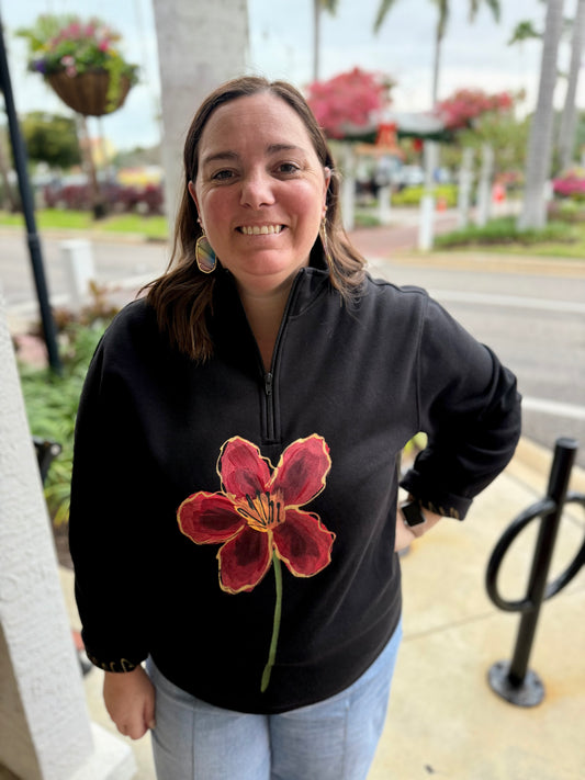 Victoria Painted Red Flower Fleece