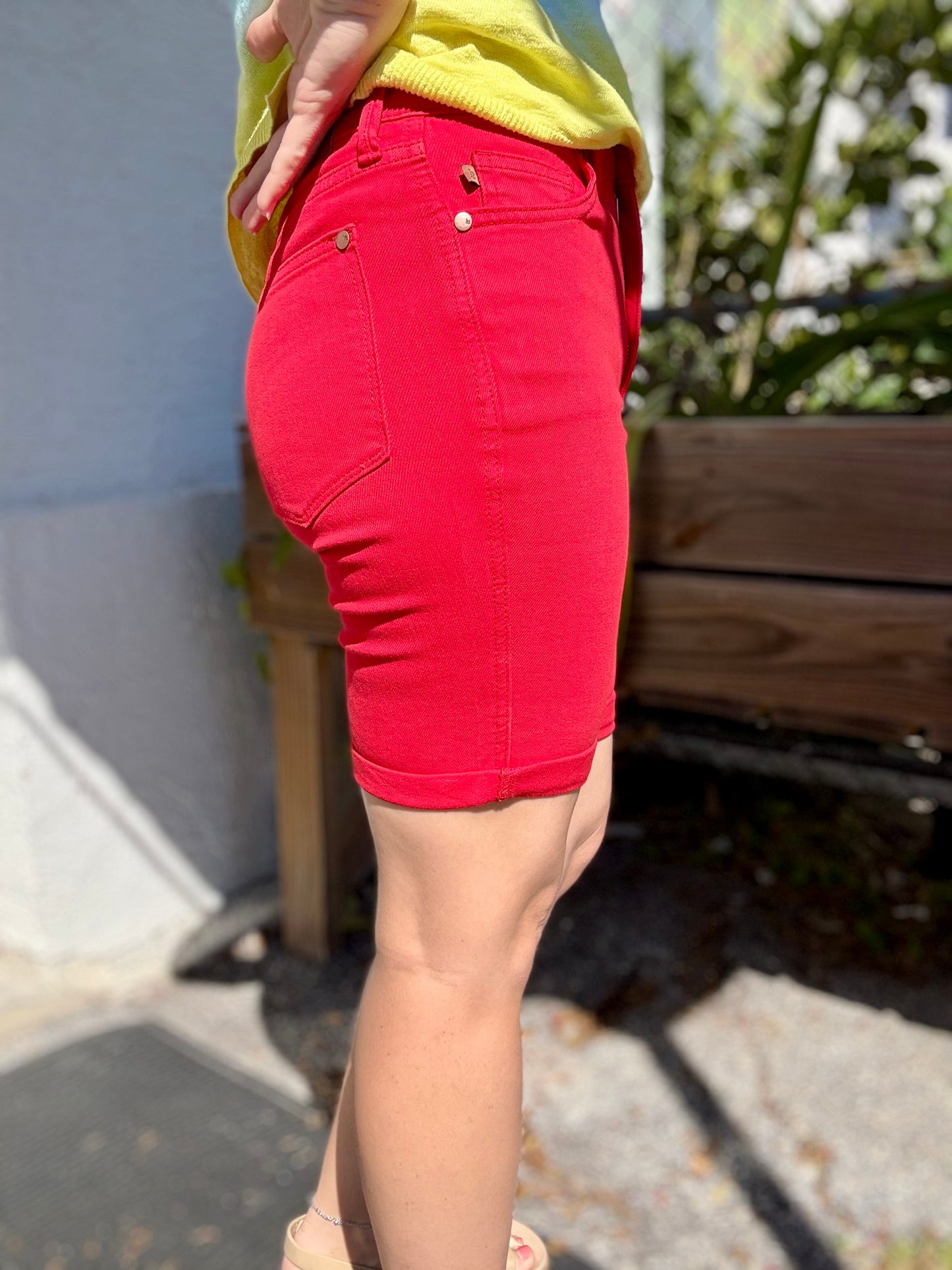 Judy Blue 150279 Red Denim Shorts