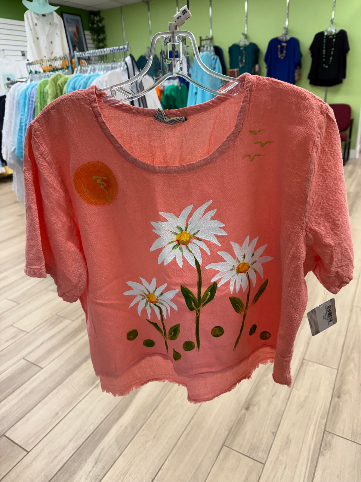 Peg Painted One Size Gauze Floral Tops