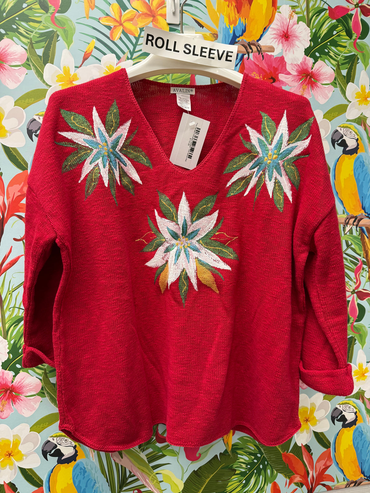 Peg Painted Sweater - Poinsettia