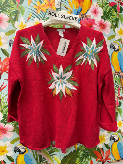 Peg Painted Sweater - Poinsettia