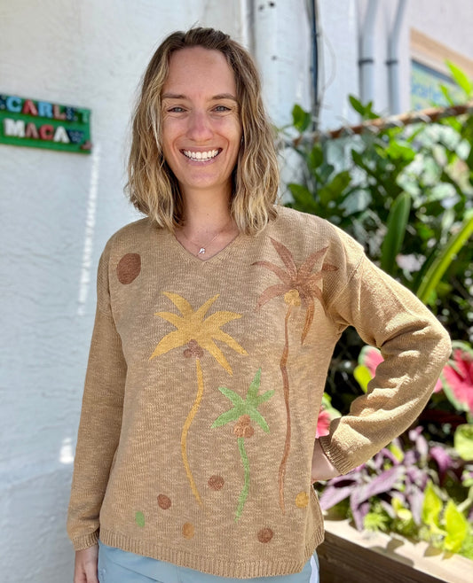 Peg Painted Sweater - Metallic Palms Party
