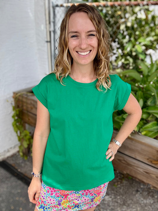 Zenara Folded Sleeve Top