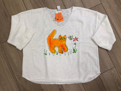 Rosamund Merrill Field of Dreams Cat Painted Sweater