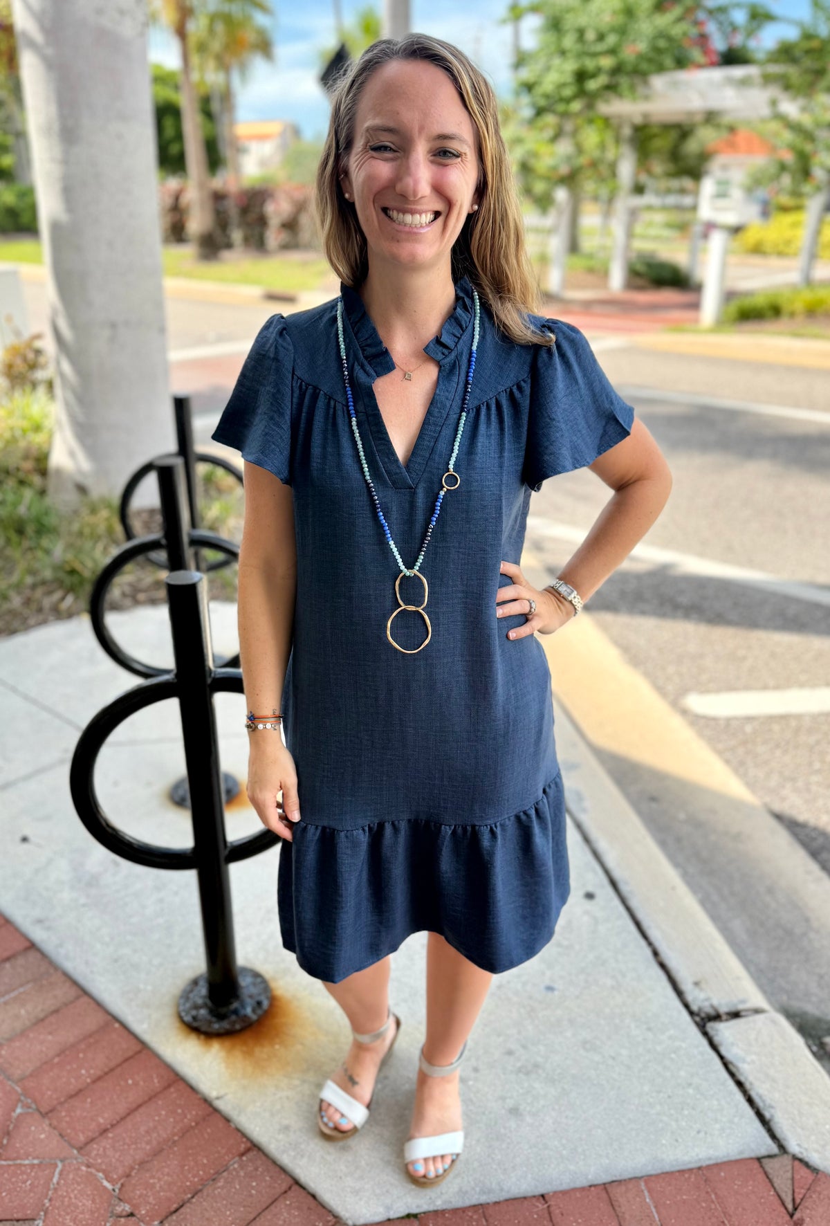 Pixi + Ivy Tera Ruffle Neck Dress