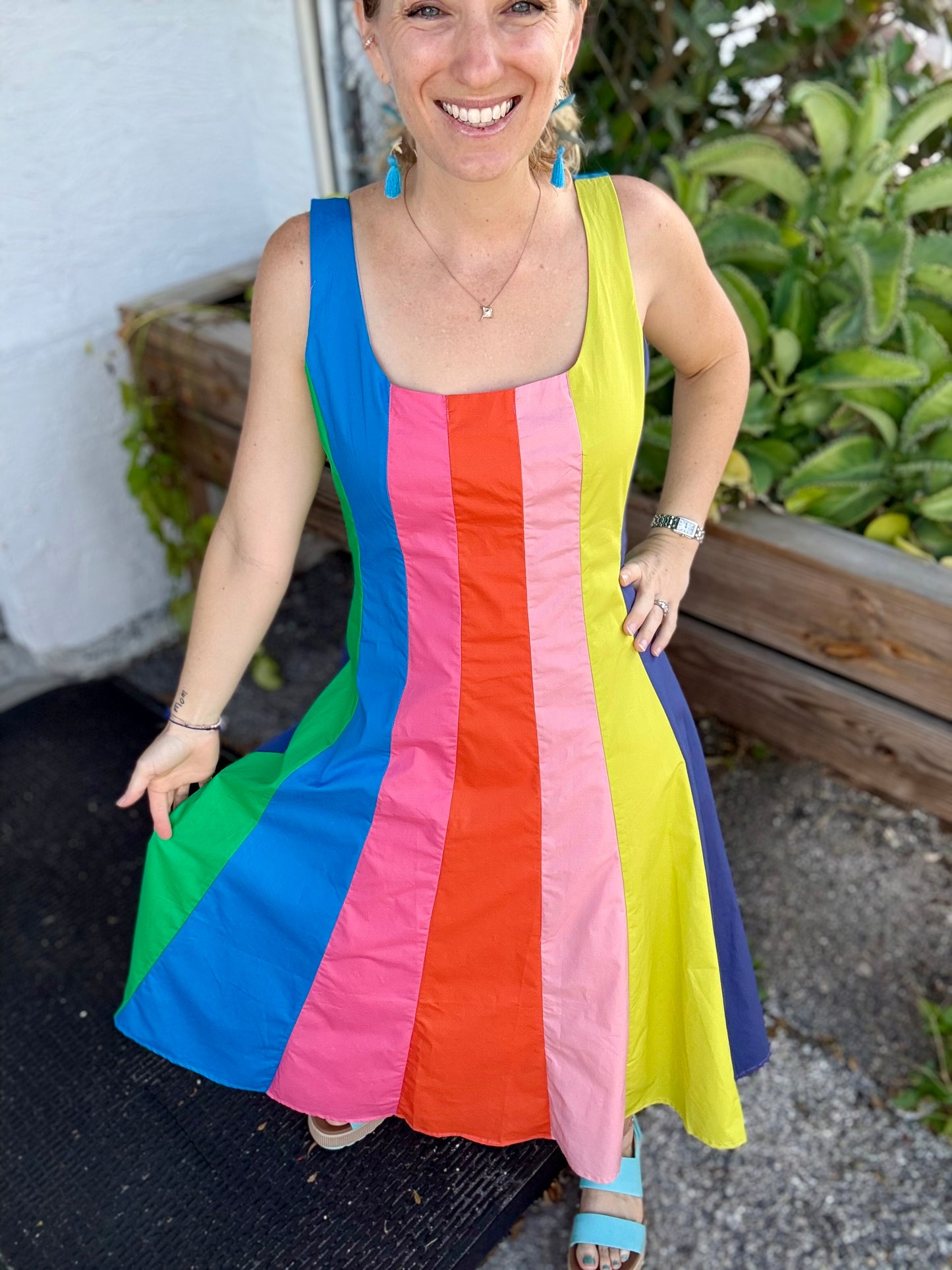 Pinch Colorblock A-Line Midi Dress