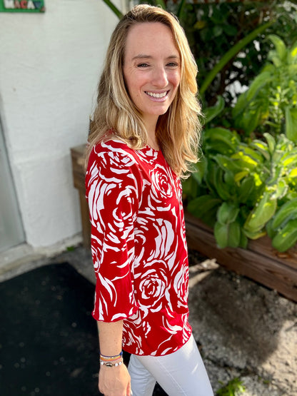 Jostar Red Roses Merrow Top
