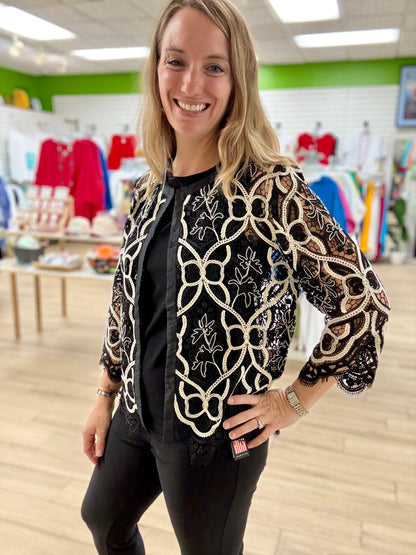 Aris A Lovely Lace Look Jacket