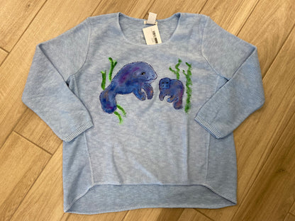 Rosamund Merrill Manatee Momma Painted Sweater