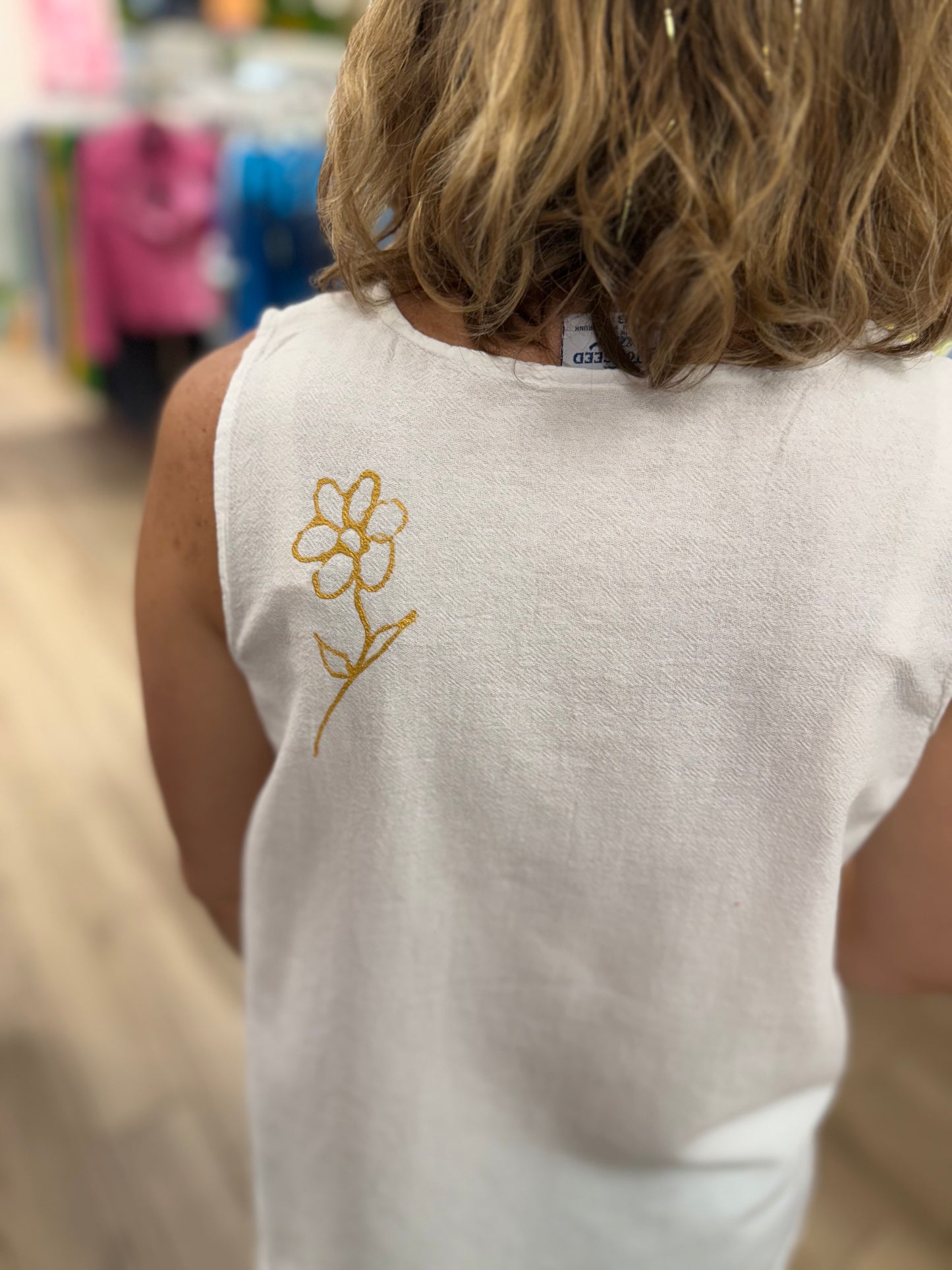 Peg 19 Painted Solo Orange Flower Tank Top