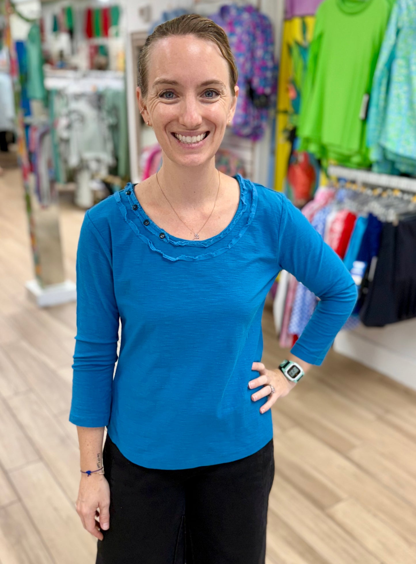 Tulip Bowen Button Top