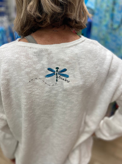 LisaLou Dragonfly Painted Sweater