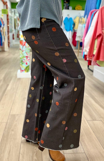 Anniewear Charcoal Polka Dot Wide Jean