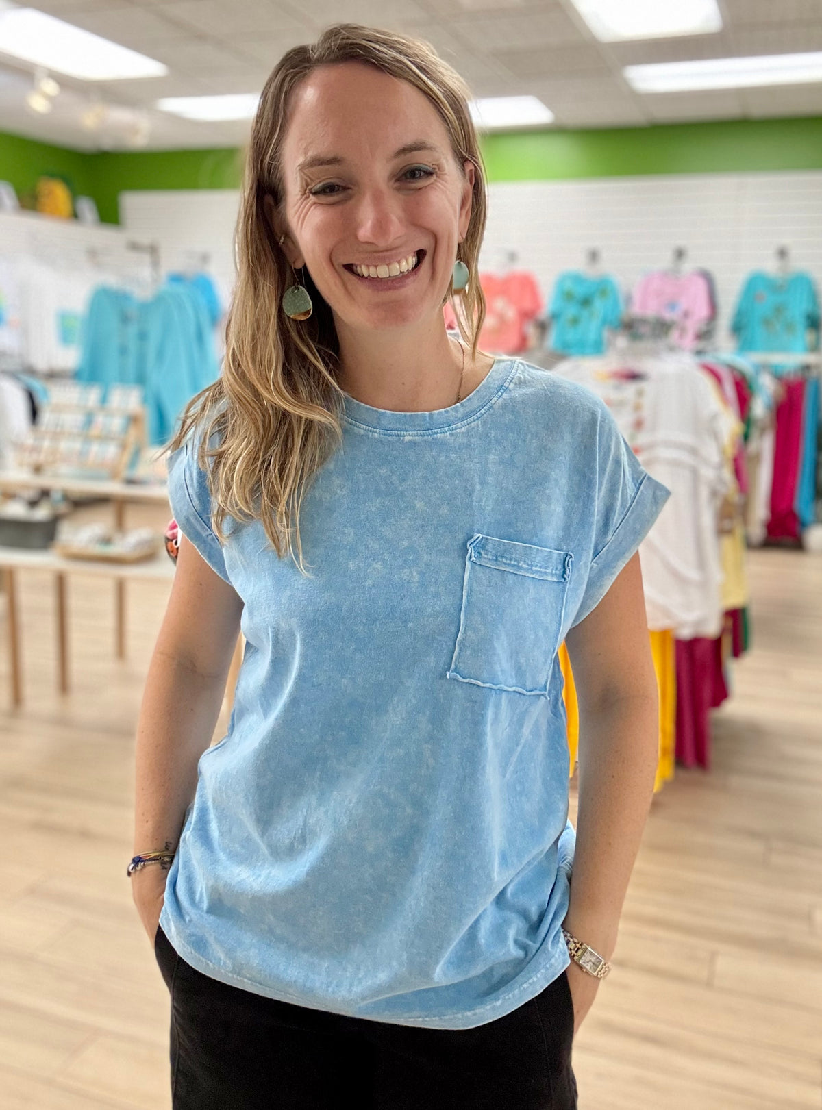 Zenana Halo Pocket Tee