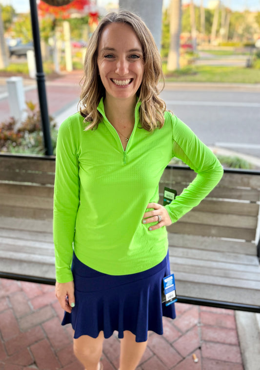 Ibkul 80000 UPF Zip Mock Neck Solid Top