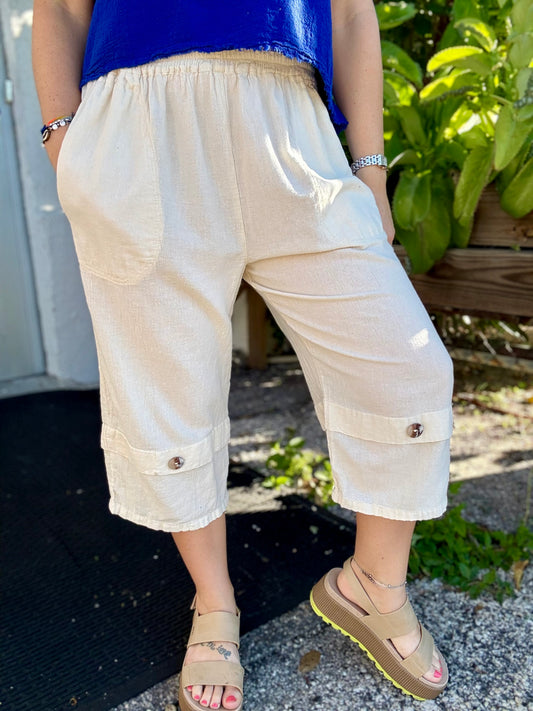 Cottonways Gail Button Front Capri