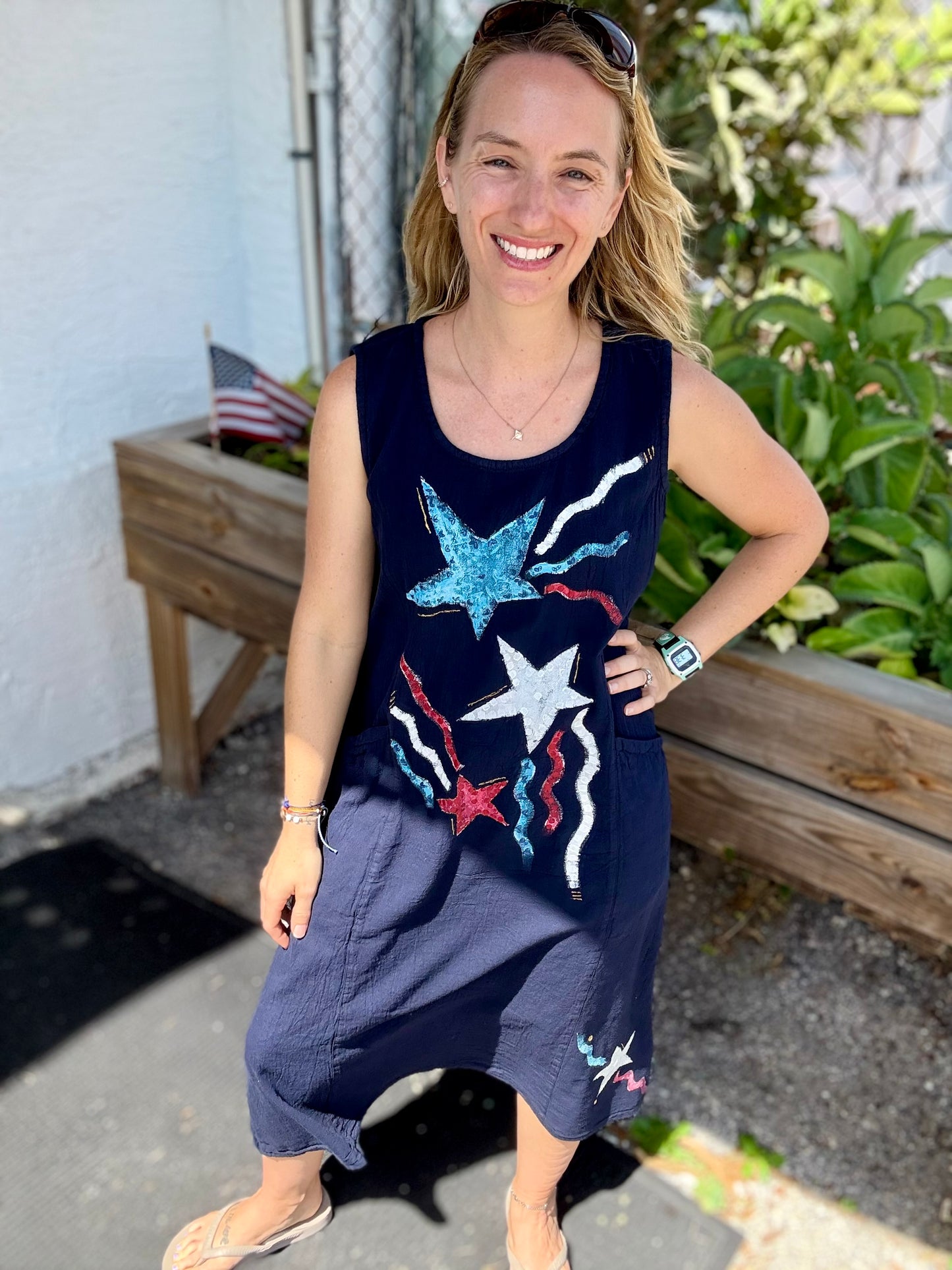 MoMo 1718 Painted Patriot Pop Midi Dress