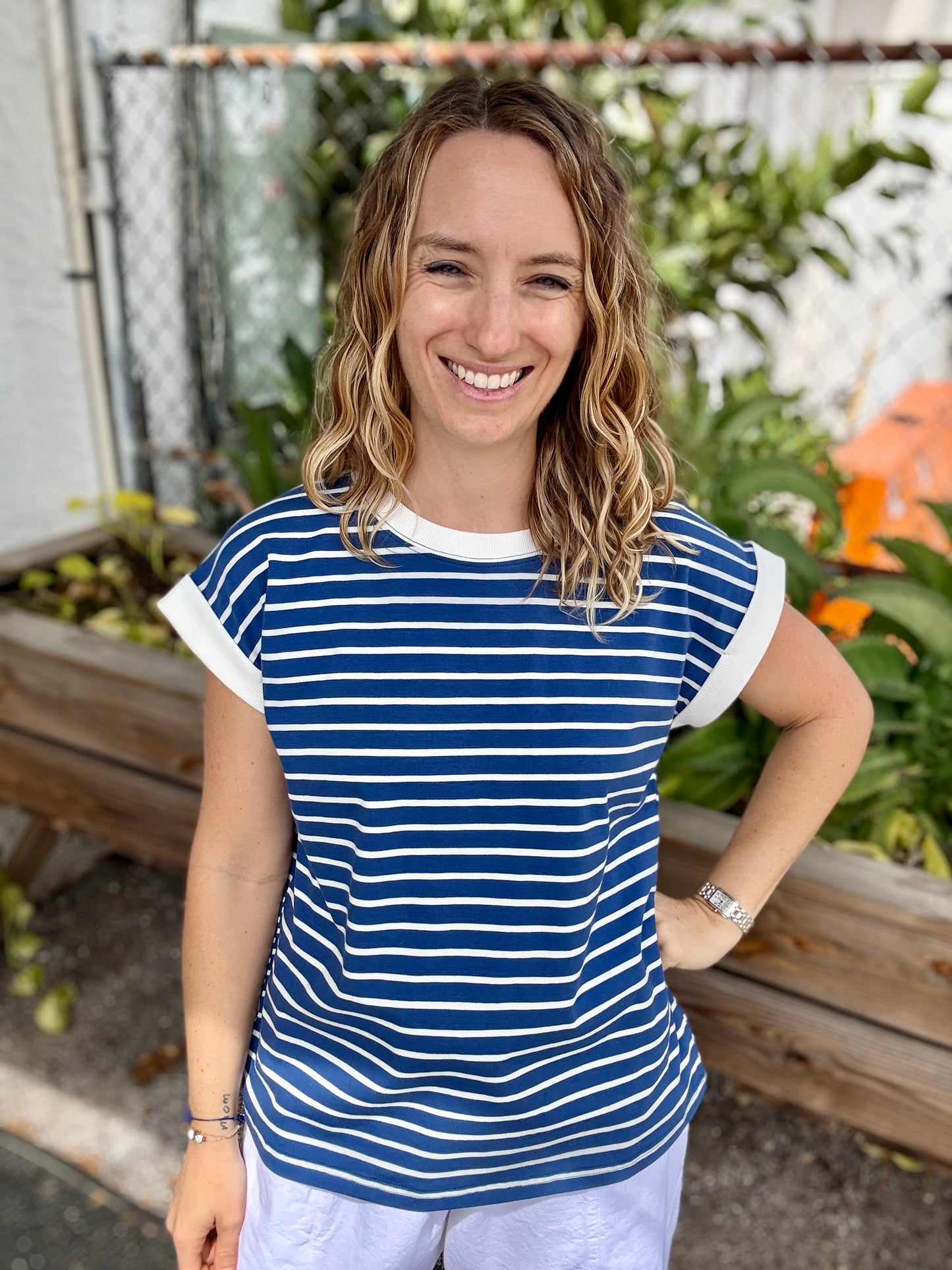 Zenana Contrast Stripe Top