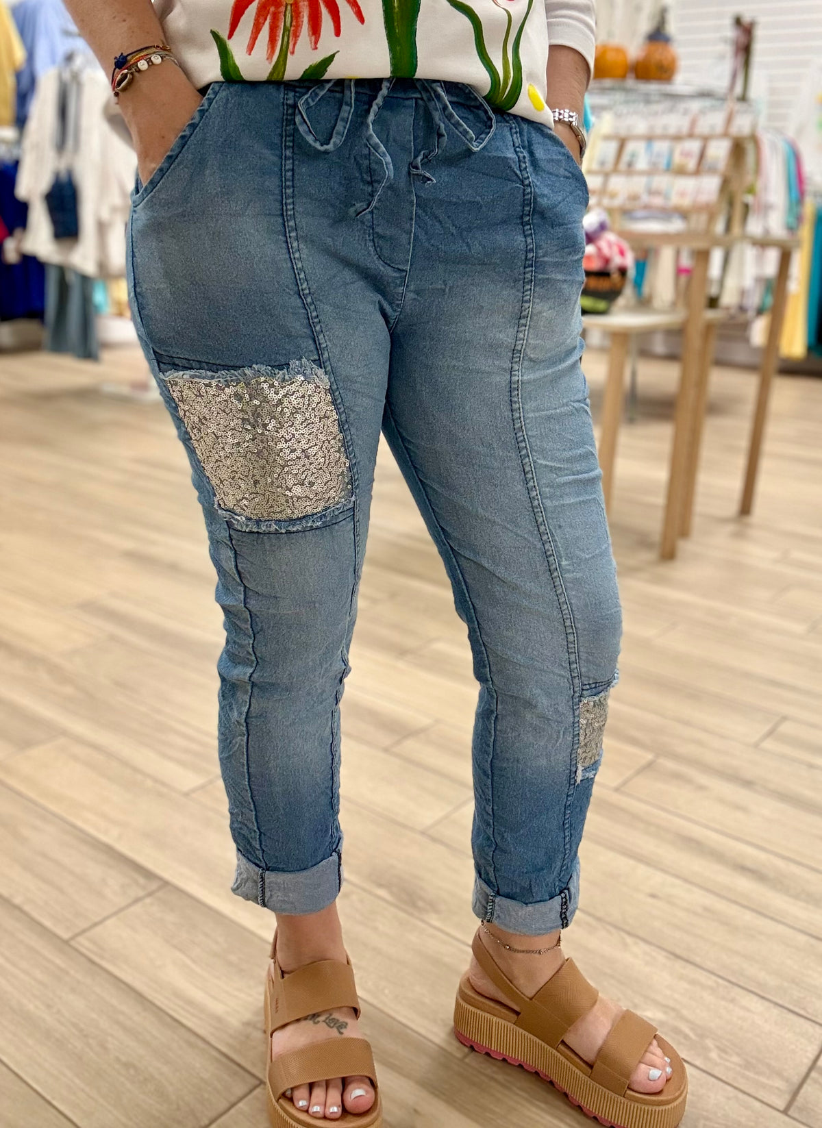 Bella Amore Patch Sparkle Jeans