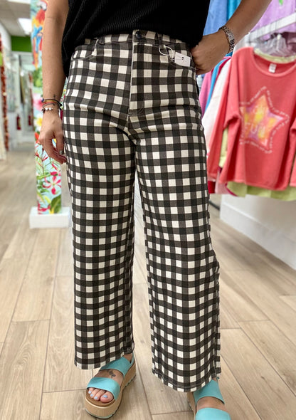 Anniewear Gingham Denim Crop Pant