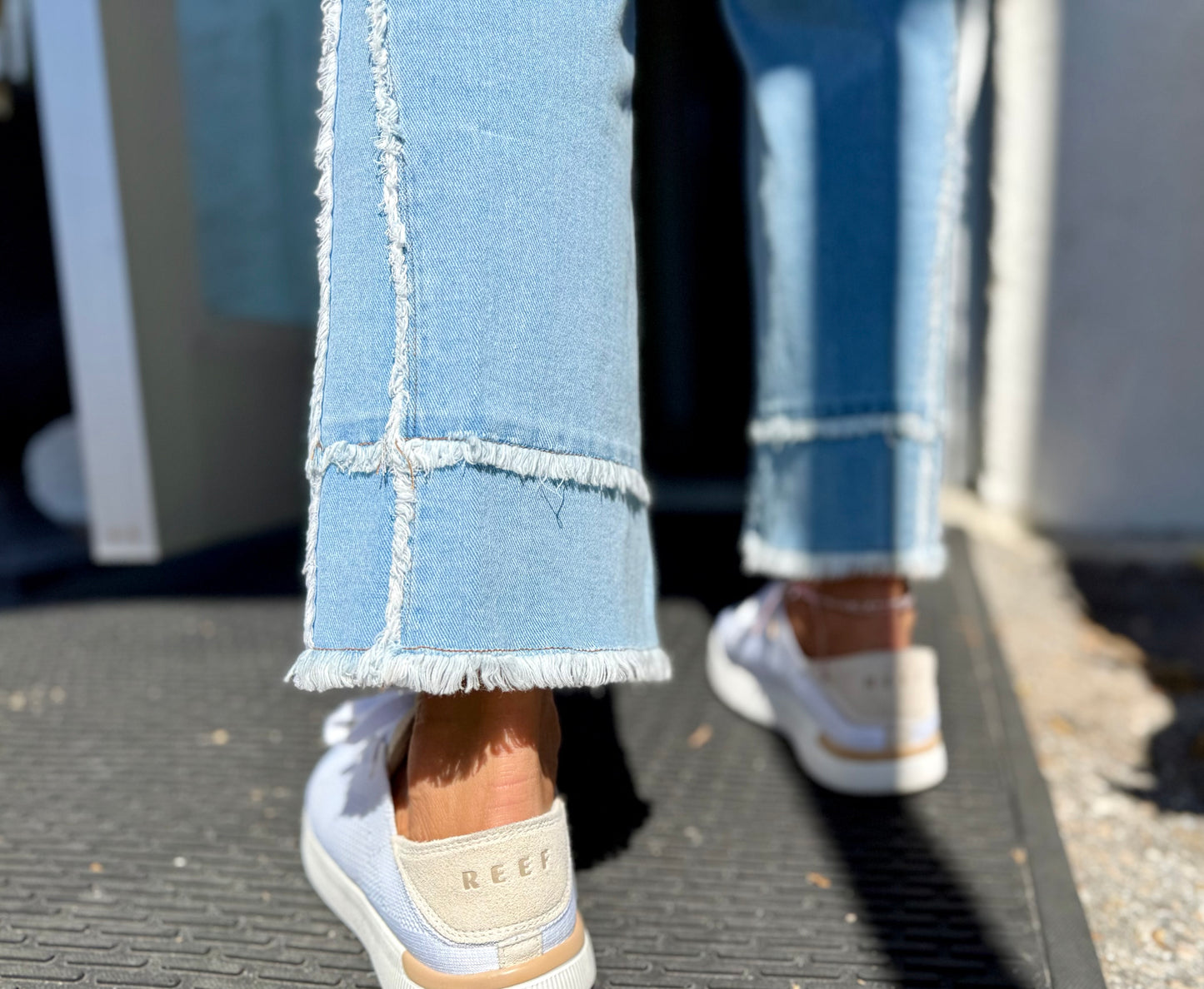 Slimsation M25708PM Side Fringe Crop Jean