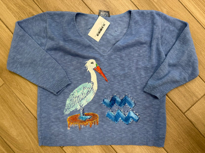 Rosamund Merrill Pelican Painted Sweater