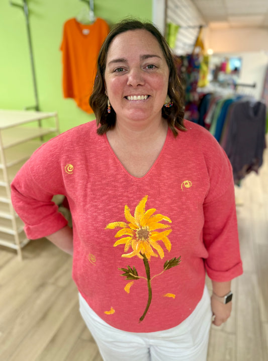 Peg Painted Sunflower Sweater