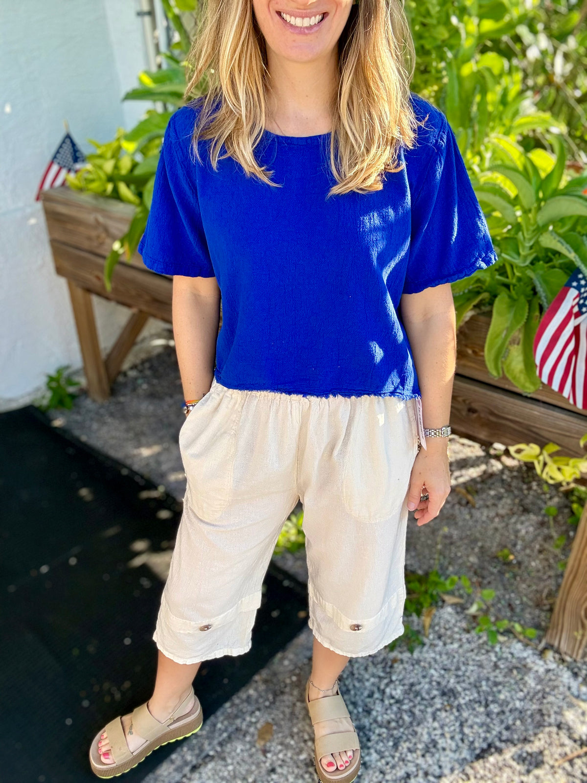 Cottonways Gail Button Front Capri