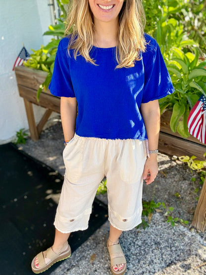 Cottonways Gail Button Front Capri