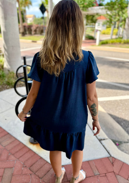 Pixi + Ivy Tera Ruffle Neck Dress