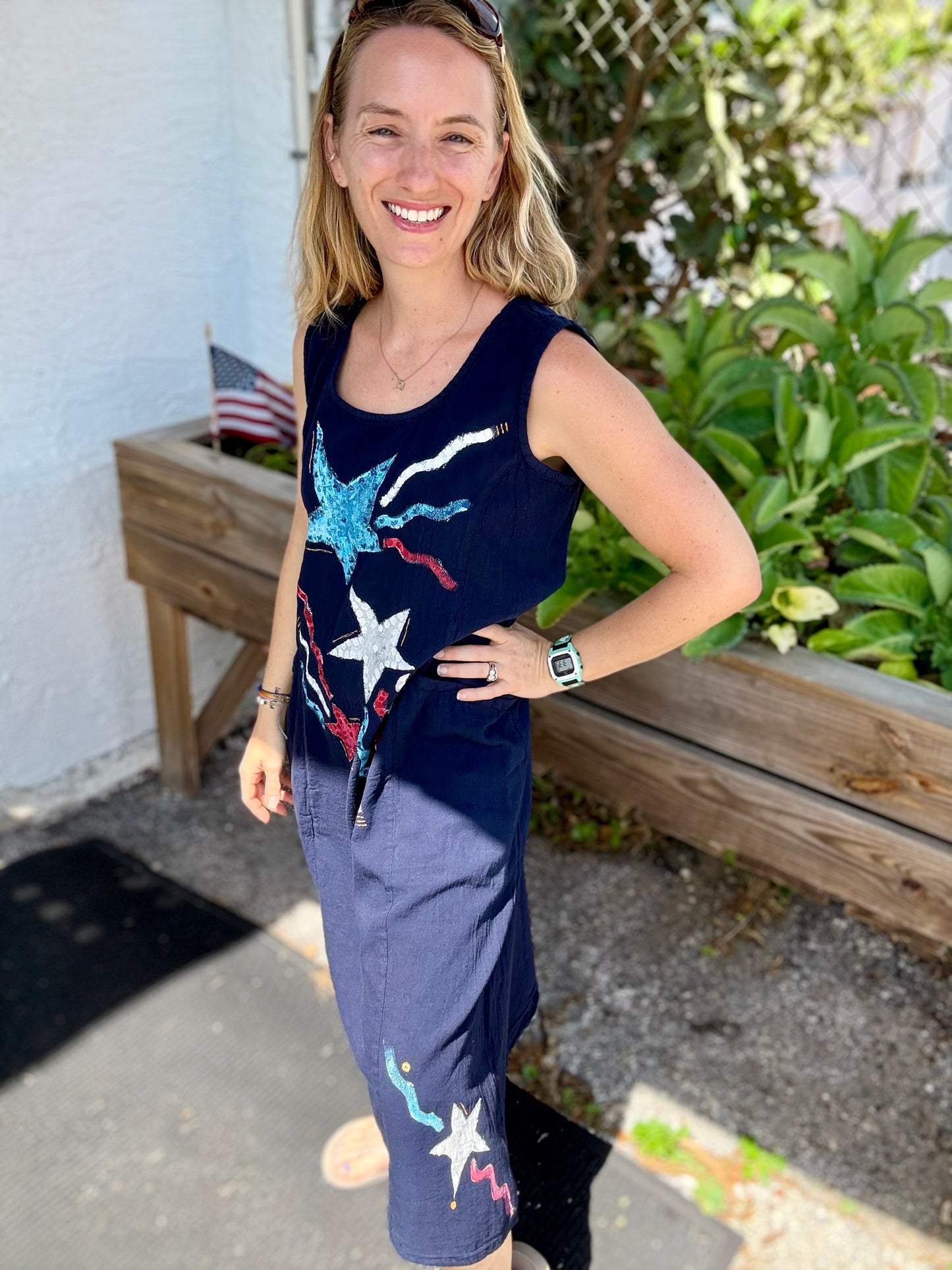 MoMo 1718 Painted Patriot Pop Midi Dress
