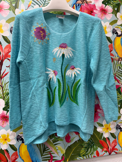 Peg Painted Coneflower Trio Sweater