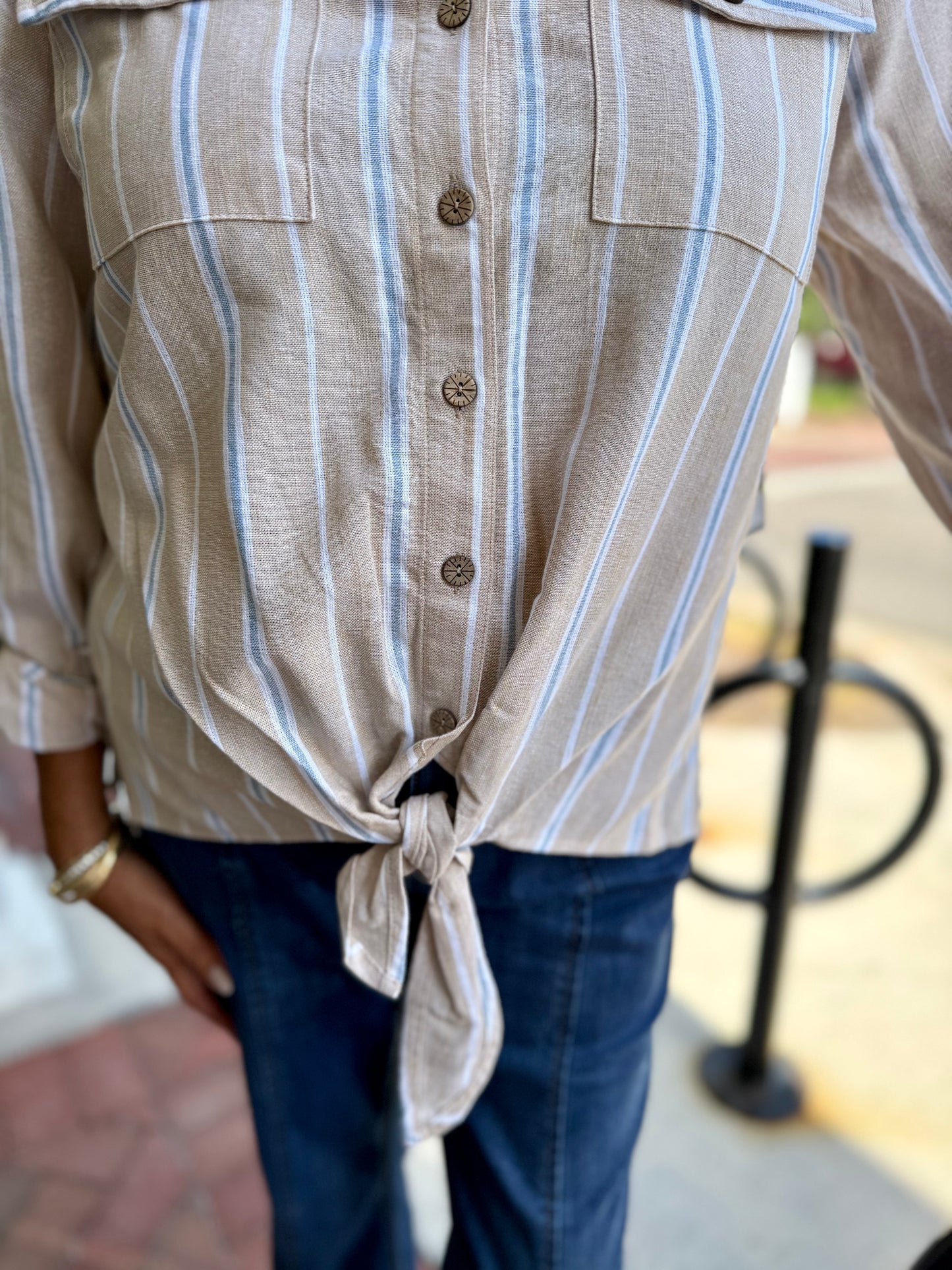Multiples M26412BM Beach House Stripe Blouse