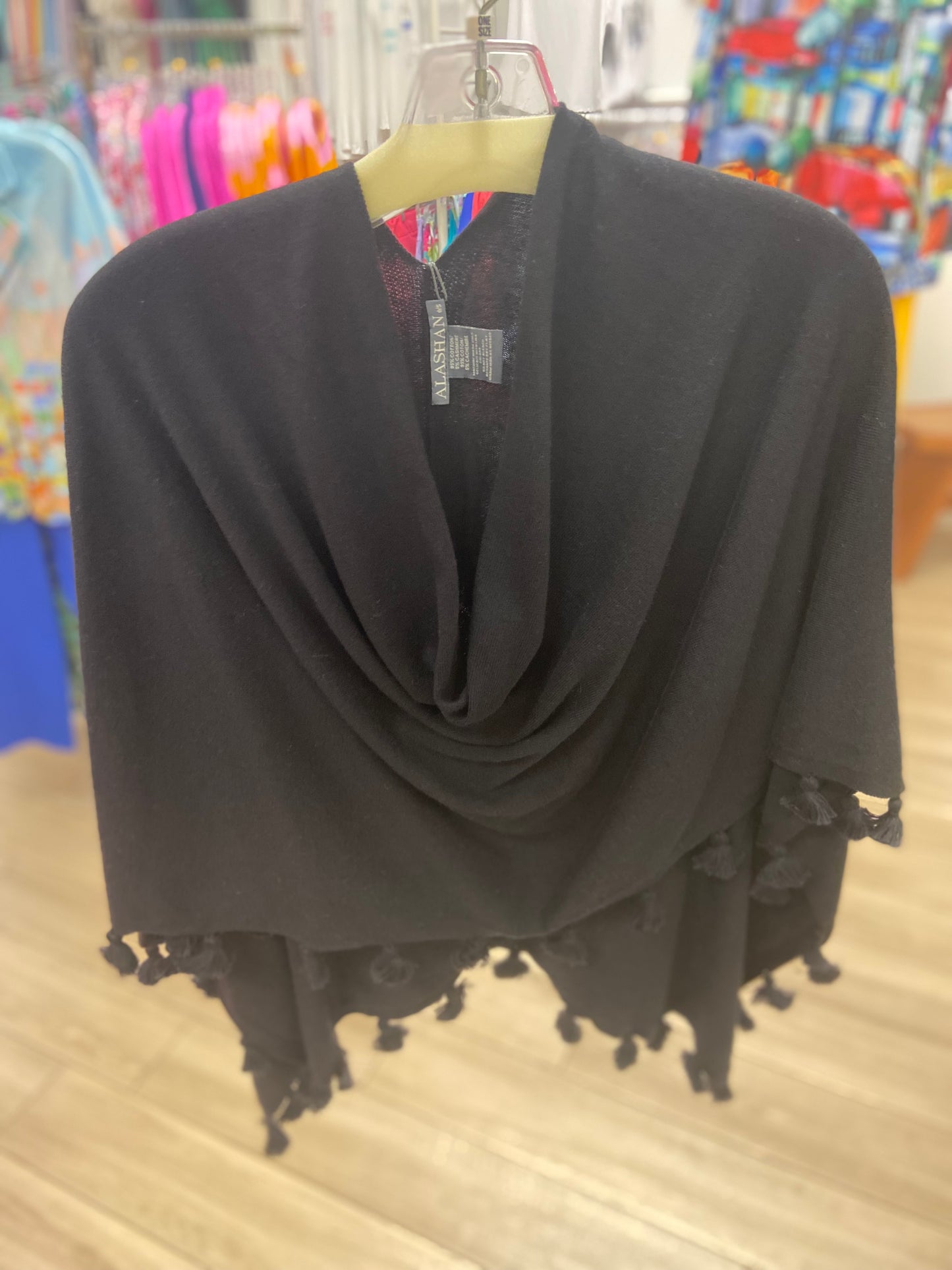 Alashan LSC833 Cotton & Cashmere Tassel Poncho Topper