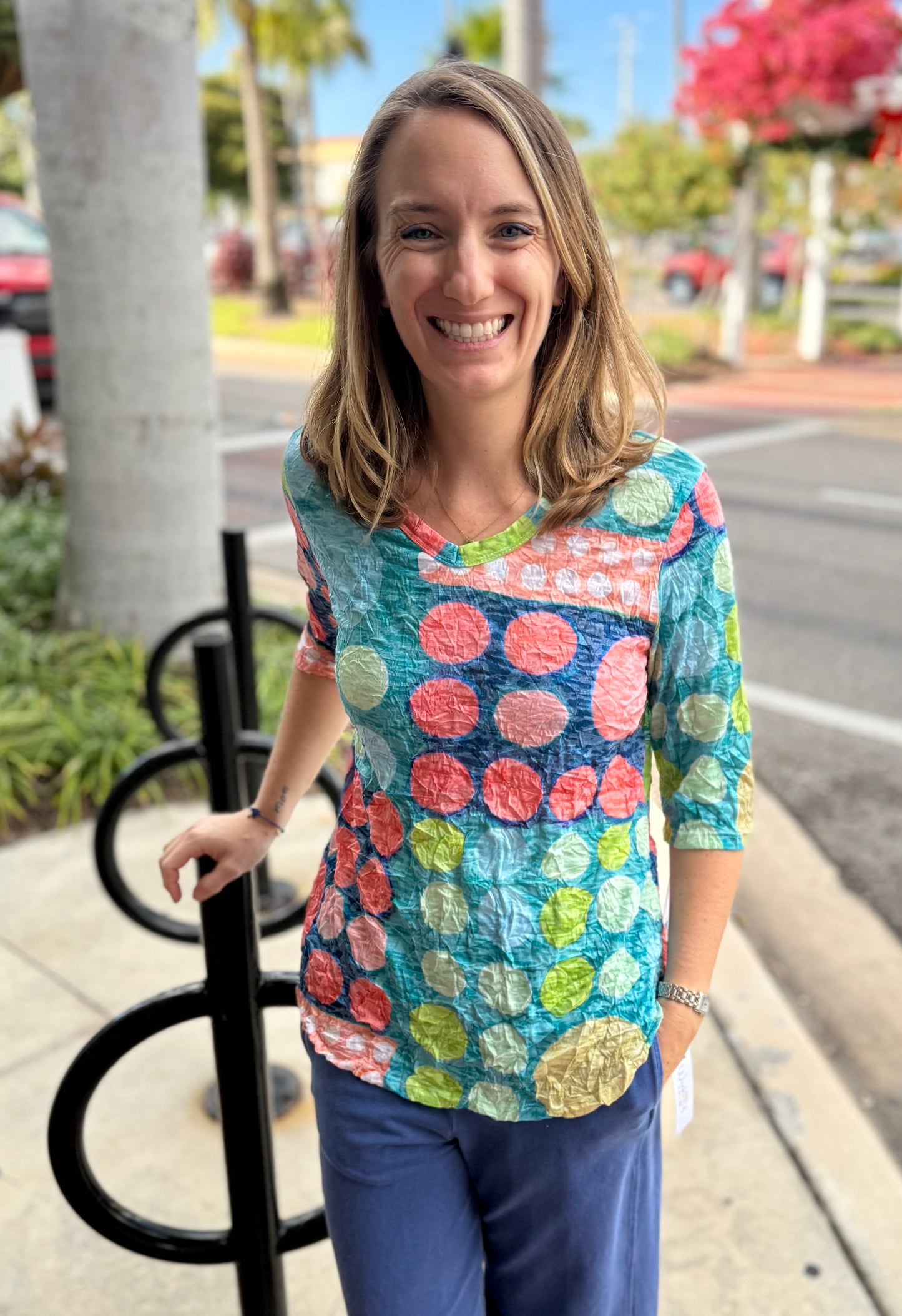 Jess & Jane SC3 Crinkle Elbow Sleeve Top